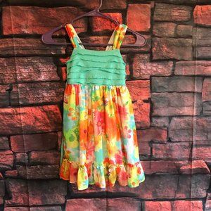 Youngland Aqua and Floral Girls Dress Size 6